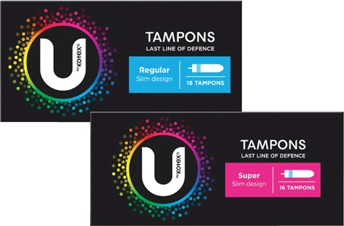 U By Kotex Regular or Super Tampons 16 Pack