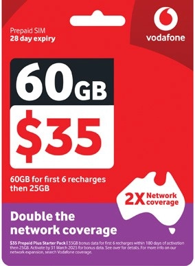 Vodafone $35 Prepaid SIM