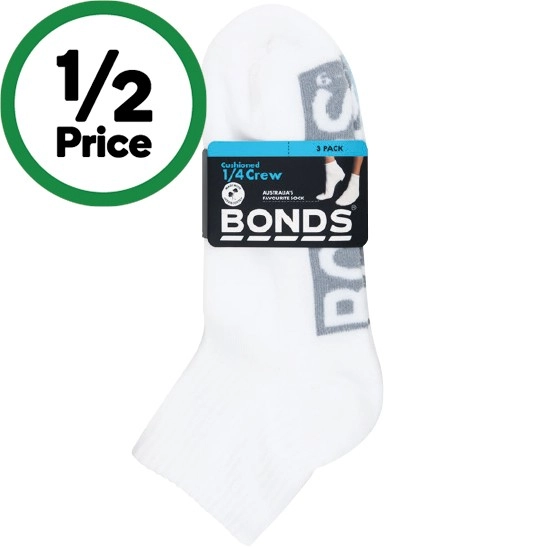 Bonds Men’s Socks 1/4 Crew Assorted Pk 3