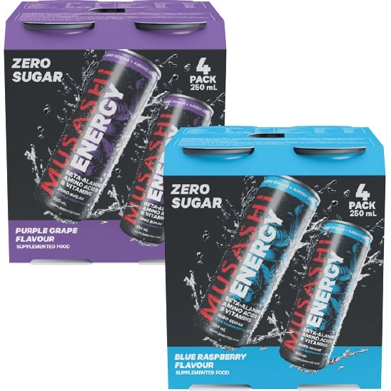 Musashi Energy Drink 250ml Pk 4^