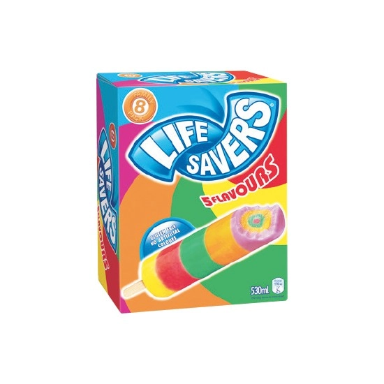 Peters Lifesavers Water Ices 530ml Pk 8