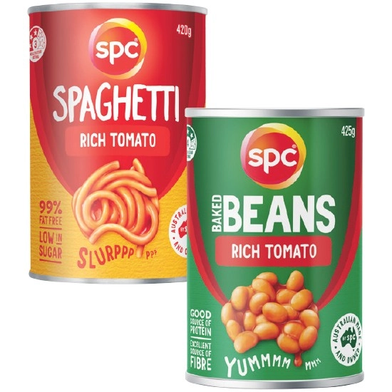 SPC Baked Beans or Spaghetti 420-425g