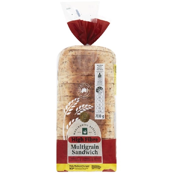 Woolworths Multigrain Sandwich Hi Fibre 700g