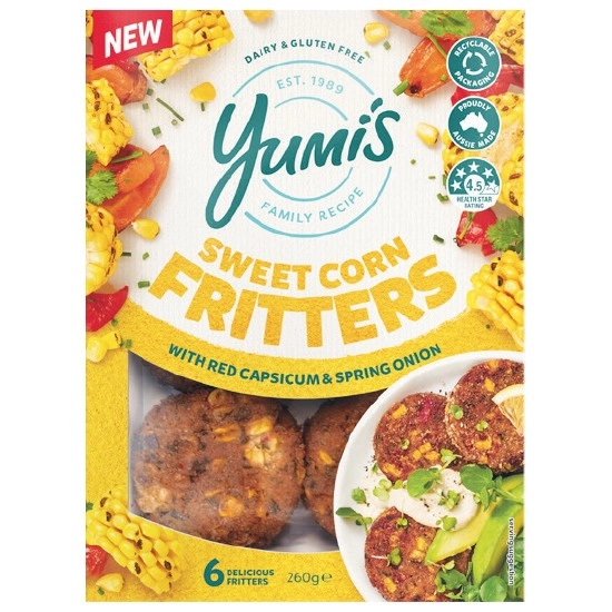 Yumi’s Sweet Corn Fritters 260g – From the Fridge