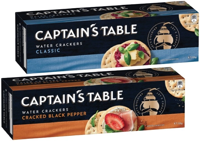 Captain's Table Water Crackers 125g Selected Varieties