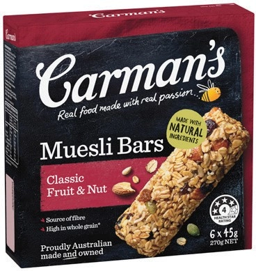 Carman’s Muesli Bars, Nut Bars or Protein Bars 4-6 Pack Selected Varieties