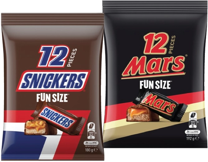 Mars, M&M's or Skittles Fun Size Pack 132‑192g Selected Varieties