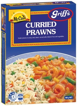 McCain Griff's Curried Prawns or Sweet & Sour Pork Frozen Meal 400g