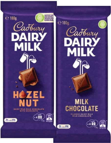 Cadbury Chocolate Block 150‑190g Selected Varieties