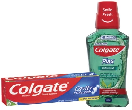 Colgate Toothpaste 110-120g, Freshmint Plax Mouthwash 250mL or Zig Zag Toothbrush 1 Pack Selected Varieties