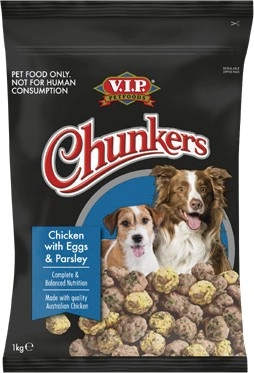 V.I.P. Chunkers Fresh Dog Food 1kg Selected Varieties (from the Meat Department)