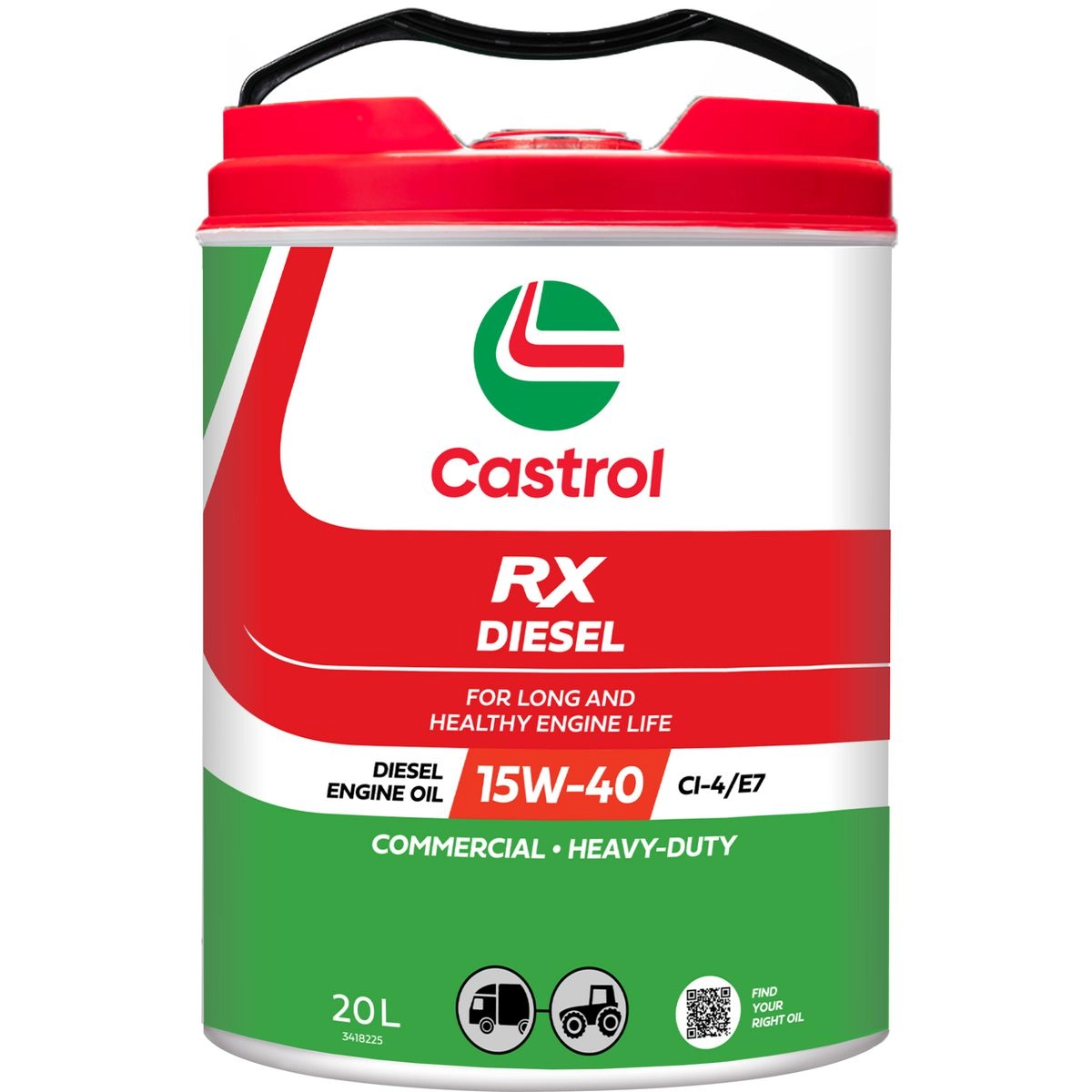 Castrol RX 15W-40 Diesel Engine Oil CI-4/E7 20L - 3418225