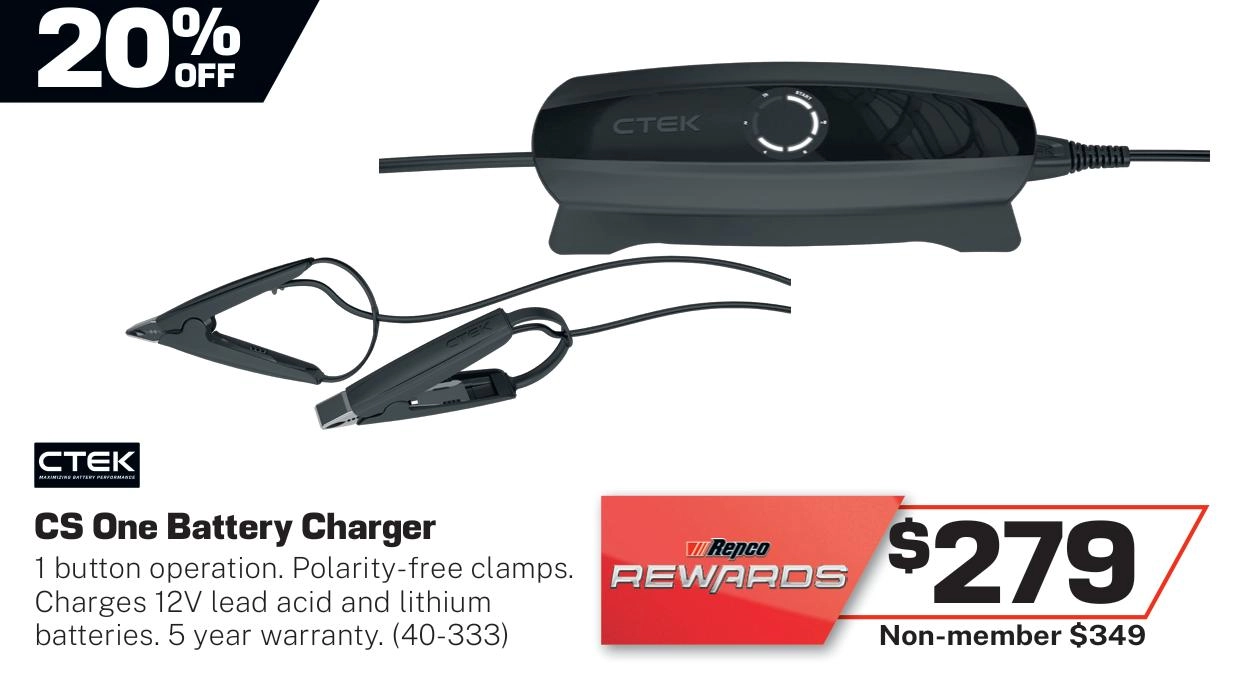 CTEK CS One 12v Lead Acid and Lithium Battery Charger - 40-333