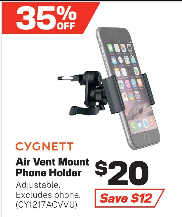 Cygnett Adjustable Vent Mount Car Phone Holder - CY1217ACVVU