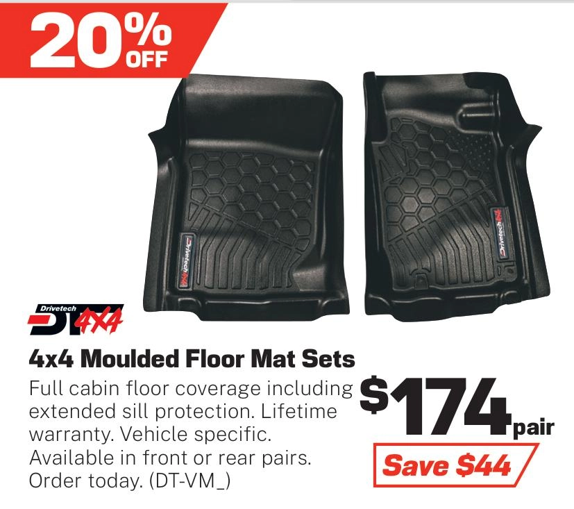 Drivetech 4x4 Moulded Floor Mat Sets