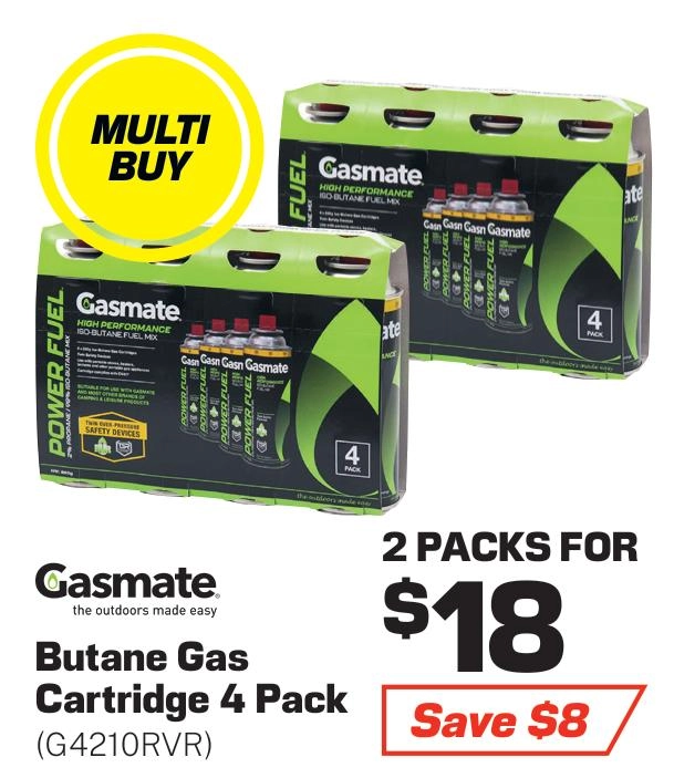 Gasmate Butane Gas Cartridge 220G 4 Pack - G4210RVR