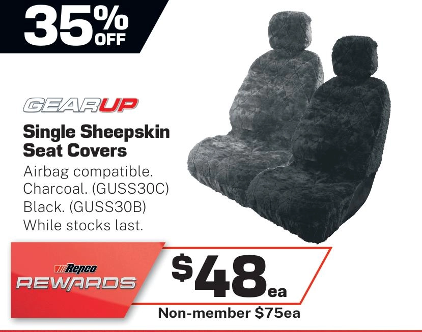 Gear Up Single Sheepskin Seat Covers