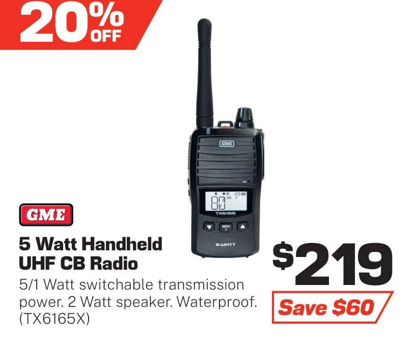 GME 5 Watt Handheld UHF CB Radio