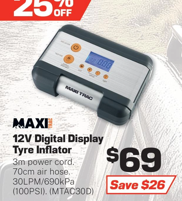 MaxiTrac 12v Digital Display Tyre Inflator