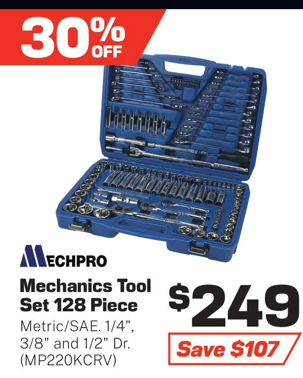 Mechpro 128 Piece Automotive Tool Kit - MP220KCRV