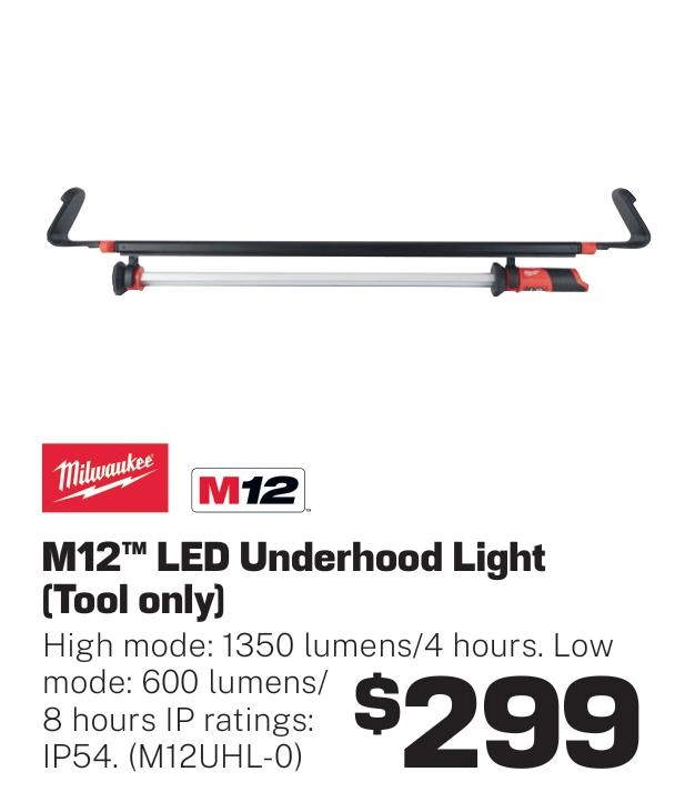 Milwaukee M12 LED Underhood Light (Tool only) - M12UHL-0