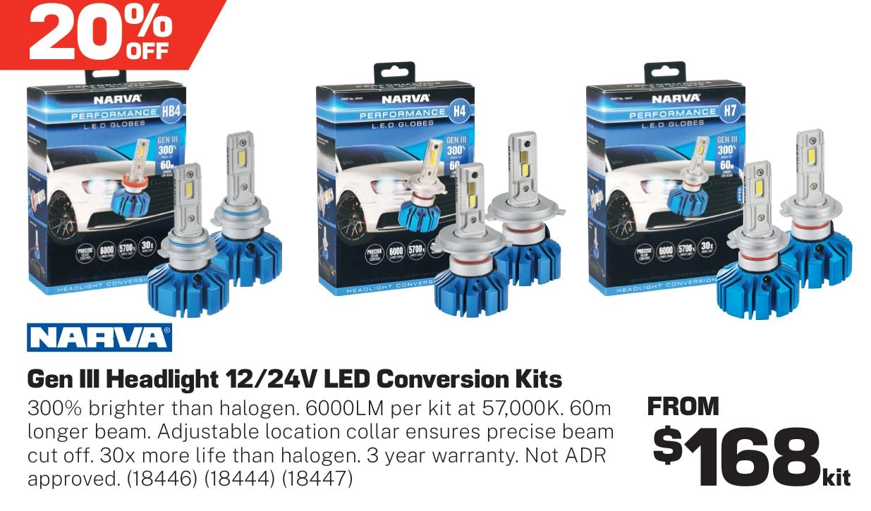 Narva Gen III Headlight 12/24V LED Conversion Kits