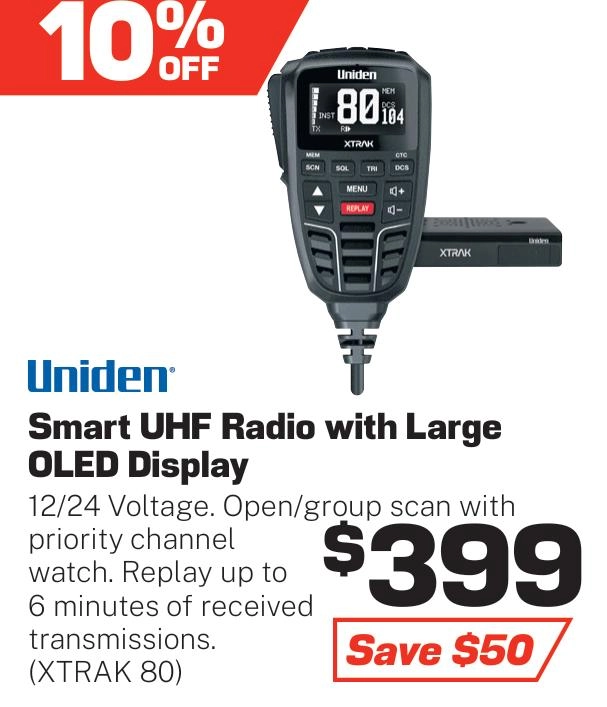 Uniden XTRAK 80, Smart UHF Radio with Large OLED Display - XTRAK 80