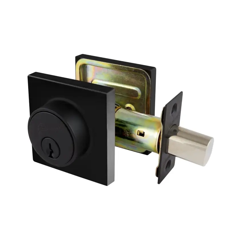 TradePro by Gainsborough Dani Single Cylinder Deadbolt with Square Rose in Matte Black