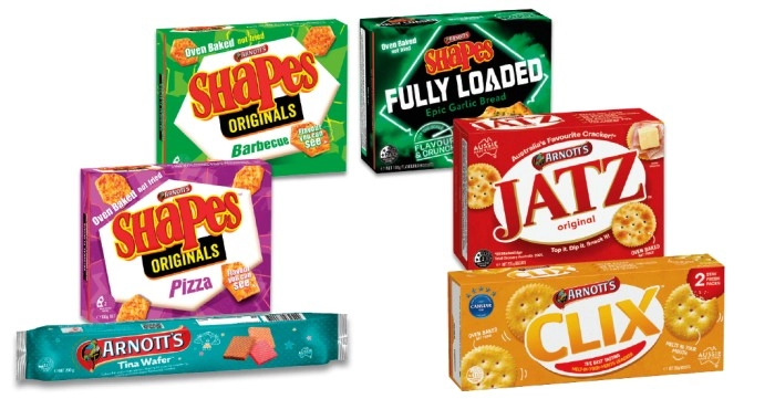 Arnott's Shapes, Jatz or Clix Crackers 130g-250g or Tina Wafer Biscuits 200g