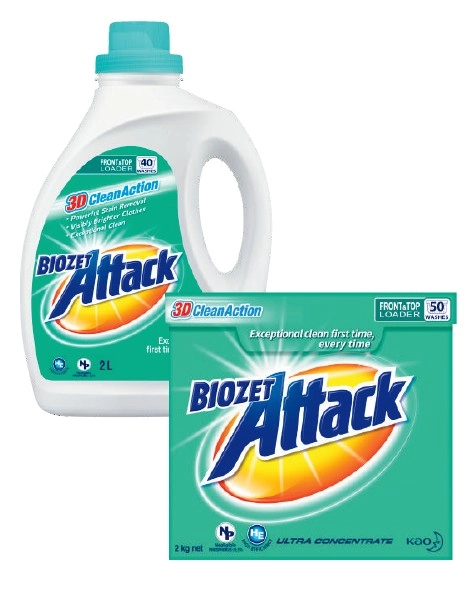 Biozet Attack Laundry Liquid 2 Litre or Powder 2kg