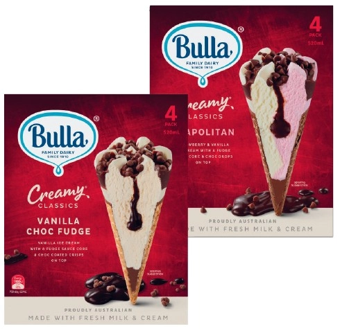 Bulla Sandwich 560mL or Creamy Classics 520mL