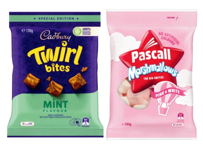 Cadbury or Europe Bitesize 130g-160g, Pascall Choc Bites 120g-185g or Pascall Marshmallow 280g