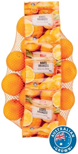 Coles Australian Navel Oranges 3kg Bag