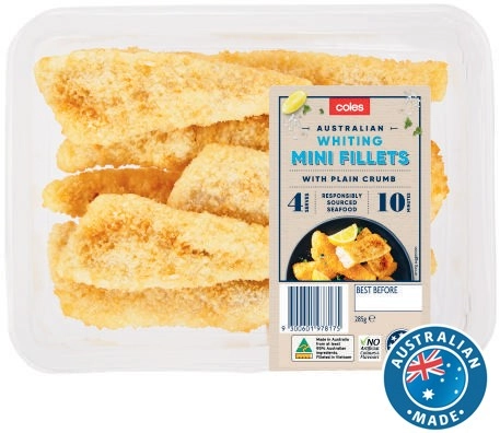 Coles Australian Whiting Mini Fillets with Plain Crumb 285g