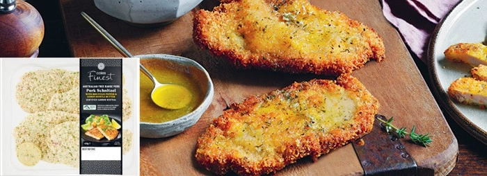 Coles Finest Carbon Neutral Australian Free Range Pork Schnitzel with Mountain Pepper & Myrtle Butter 450g