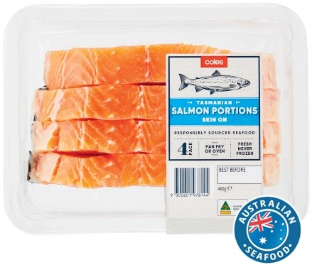 Coles Fresh Tasmanian Salmon Portions Skin On 460g