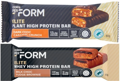 Coles PerForm Elite High Protein Bars 60g