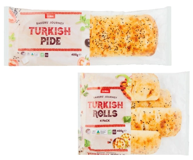 Coles Turkish Pide or Rolls 400g