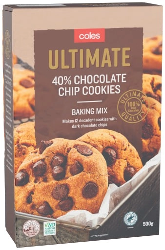 Coles Ultimate Chocolate Chip Cookies Baking Mix 500g