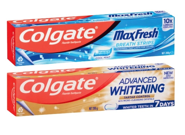 Colgate Advanced Tartar & Whitening or Max Fresh Coolmint Toothpaste 200g