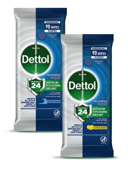 Dettol 24hr Protect Wipes 90 Pack