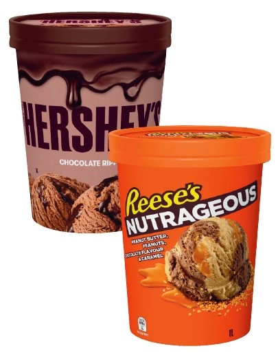 Hershey's Tub 1 Litre or 4 Pack 360mL