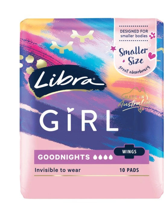 Libra Girl Goodnights Pads With Wings 10 Pack