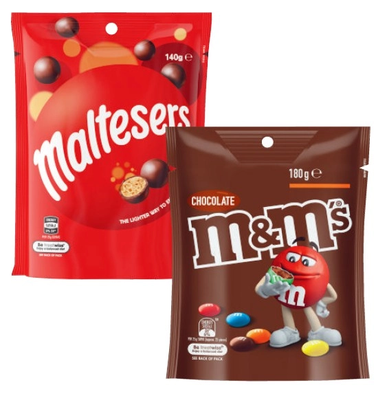 Mars M&Ms, Maltesers or Pods 120g-180g