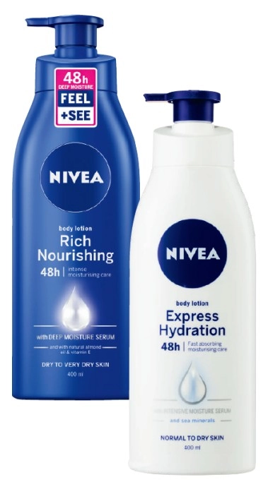 Nivea Express Hydration or Rich Nourishing Body Lotion 400mL