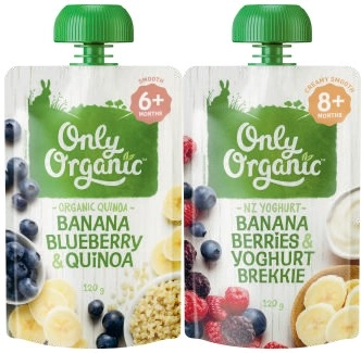 Only Organic 4+ Months, 6+ Months or 8+ Months Baby Food Pouch 120g