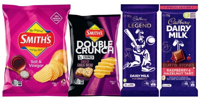 Smith's Crinkle Cut or Double Crunch Potato Chips 150g-170g or Cadbury Block Chocolate 160g-190g