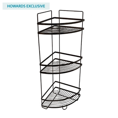 Black Onyx Freestanding 3-Tier Corner Shelf | Howards Storage World