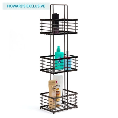 Black Onyx Freestanding 3-Tier Floor Organiser | Howards Storage World