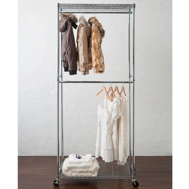 easy-build 2 Shelf Double Rail Wardrobe Kit - Silver | Howards Storage World